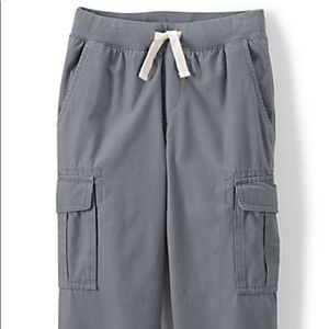 Boys Land’s End iron knee pull on grey cargo pant.